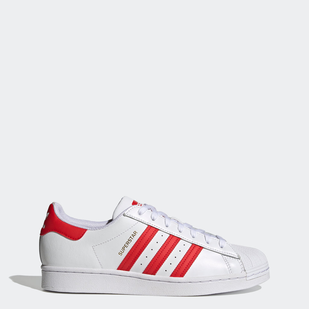adidas Superstar Shoes White Vivid Red H68094 | Chicago City Sports | side view