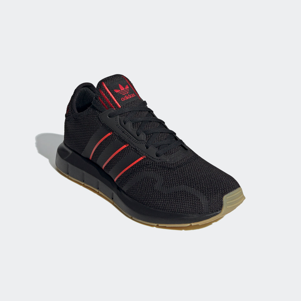 Men's adidas Swift Run X Shoes Black Scarlet FY6234 | Chicago City Sports | angled view