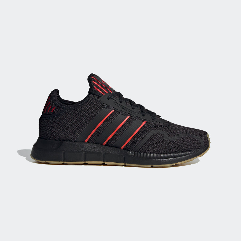 Men's adidas Swift Run X Shoes Black Scarlet FY6234 | Chicago City Sports | exterior side view