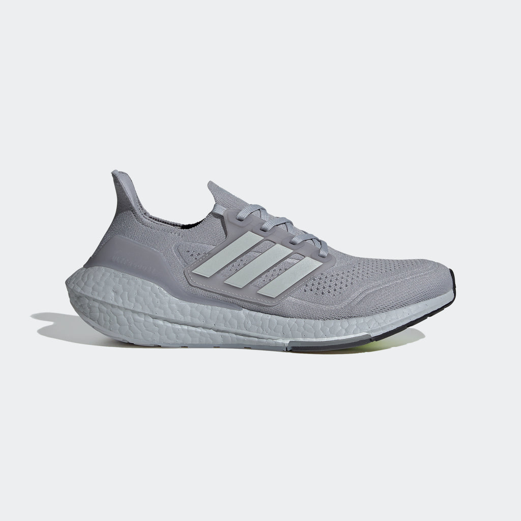 Men's adidas Ultraboost 21 Shoes Silver FY0432 | Chicago City Sports | exterior side view