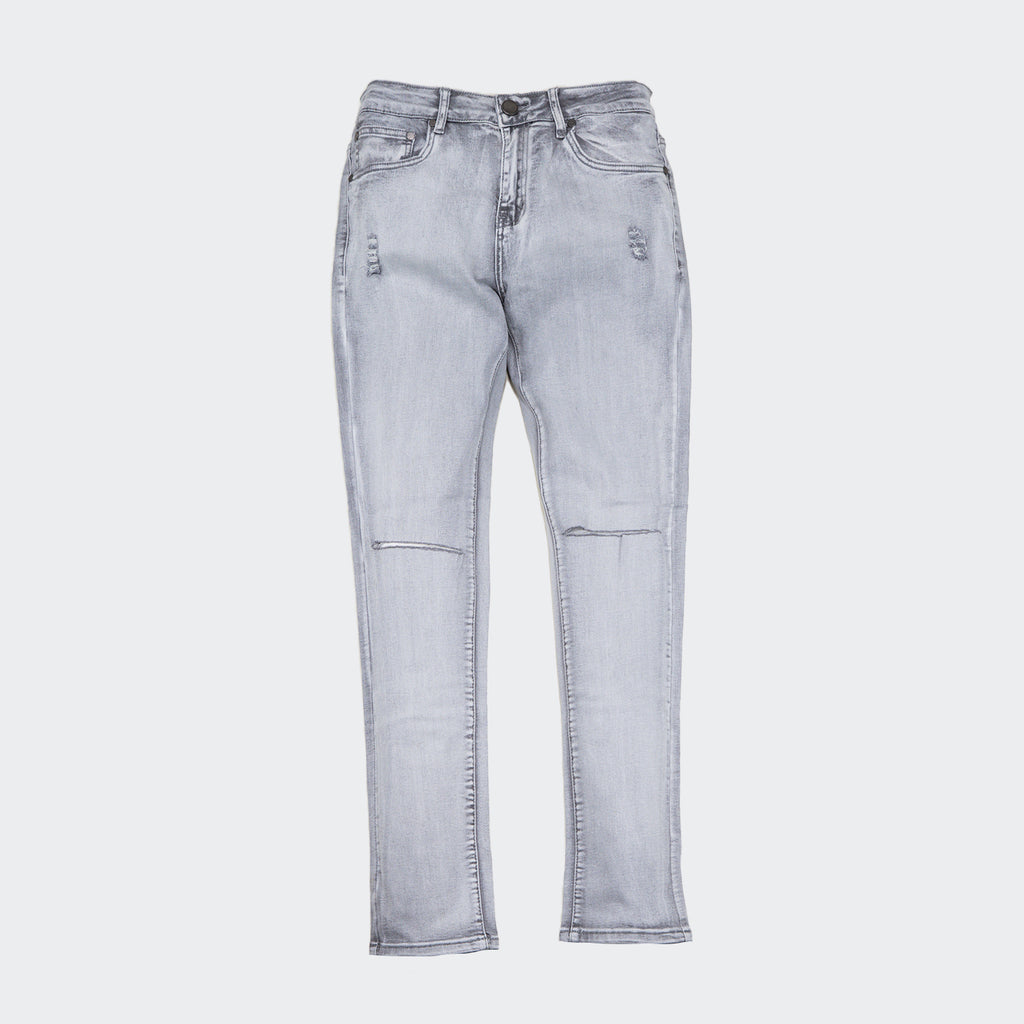 Men's Platform 100 Slim Stretch Ripped Jeans Grey