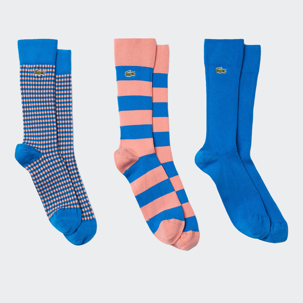 Men’s Lacoste Long Cotton Socks 3-Pack Blue