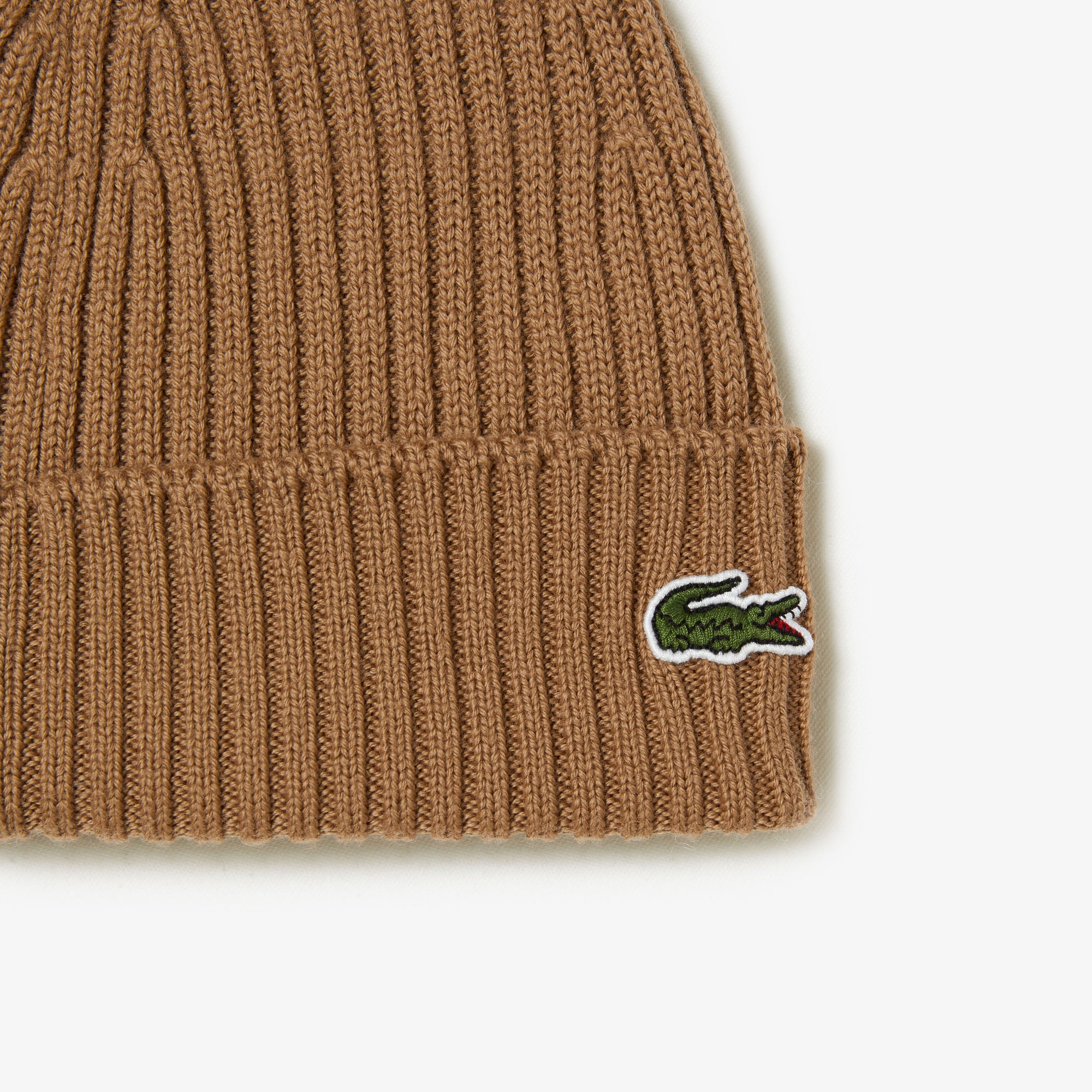 Lacoste Ribbed Wool Beanie Brown | Chicago
