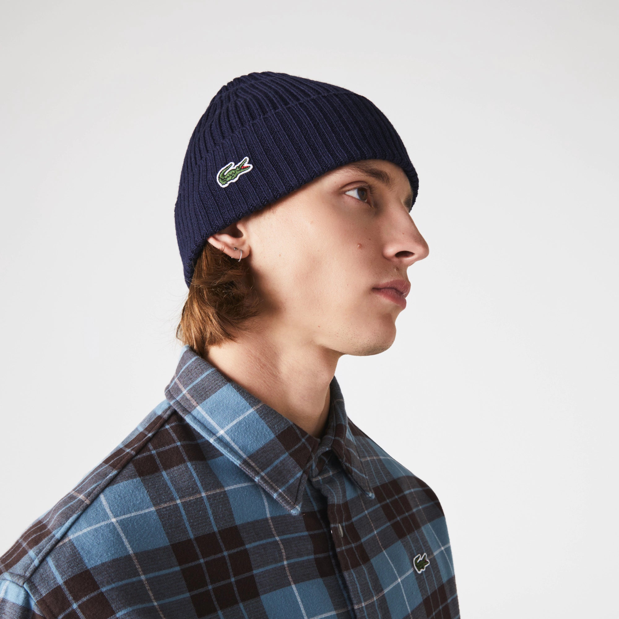 Lacoste Ribbed Wool Beanie Navy Blue | Chicago City Sports