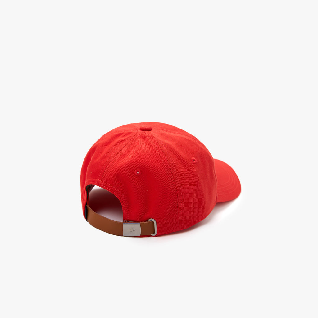 Lacoste Contrast Strap and Oversized Crocodile Cotton Cap Red