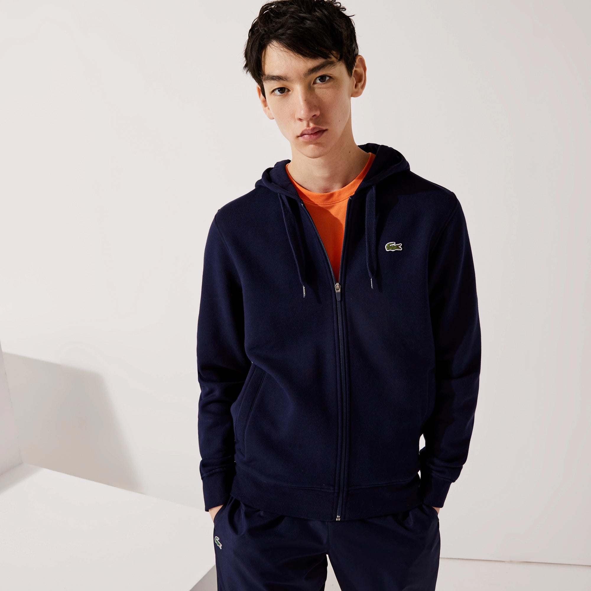 Men's lacoste sport hooded fleece tennis sweatshirt deals