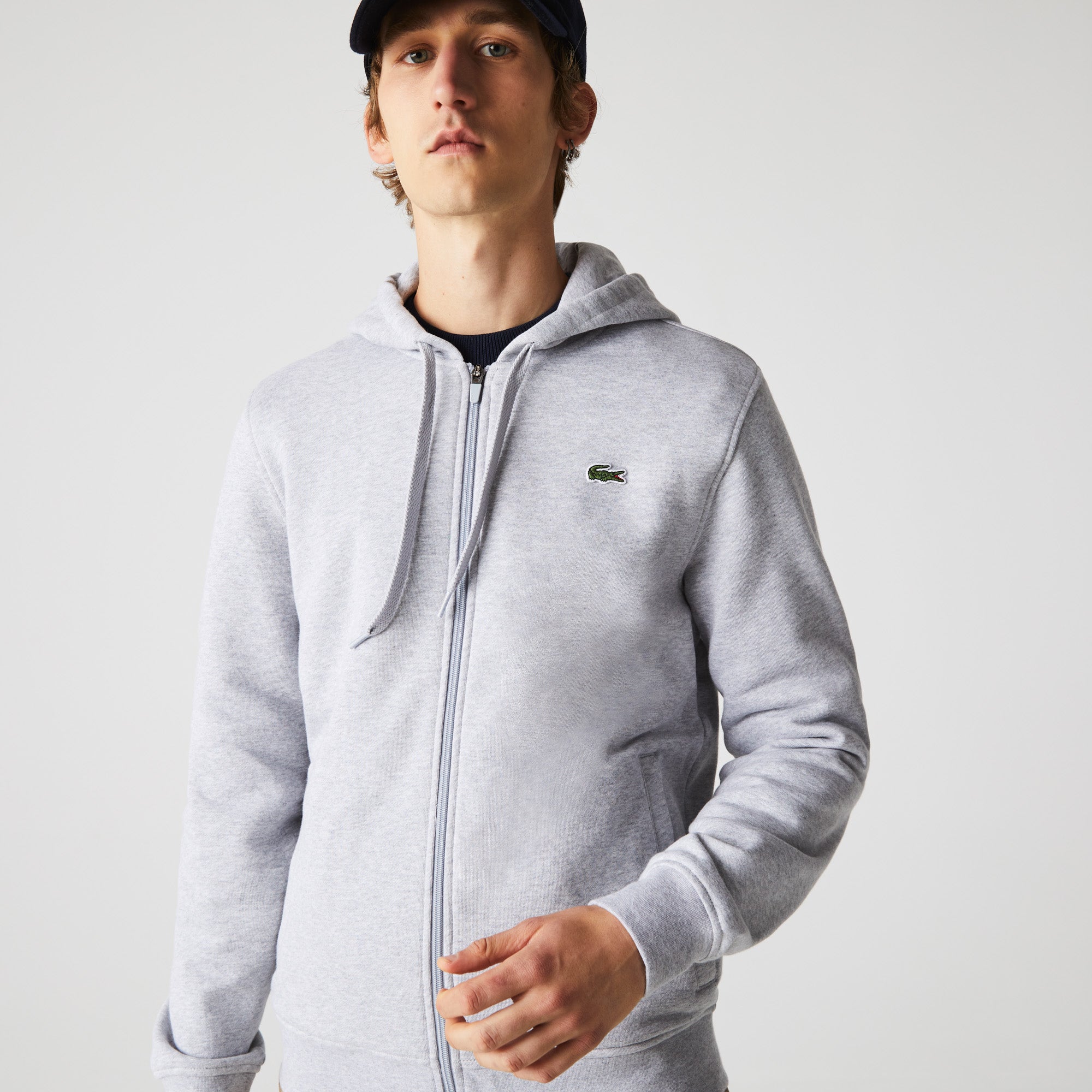 Gray lacoste hoodie Clearance