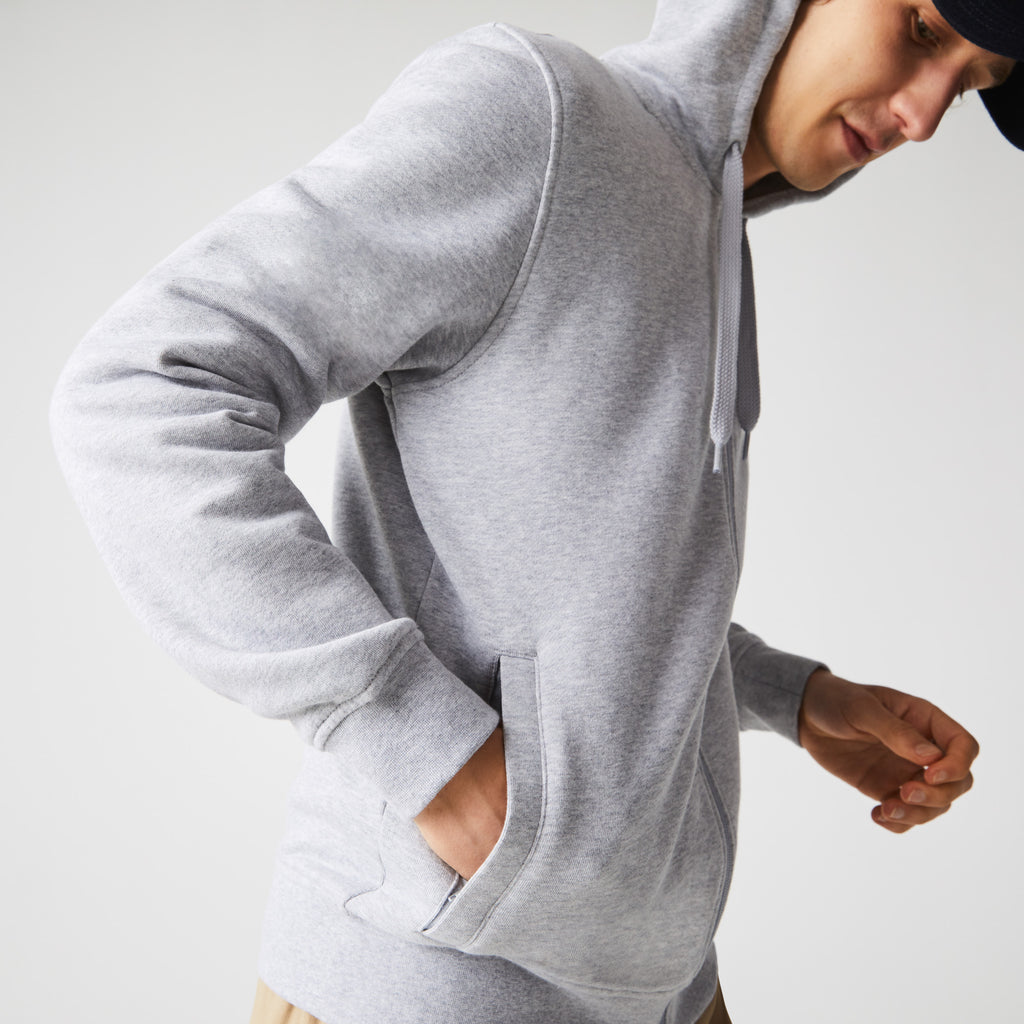 Men's Lacoste SPORT Lightweight Bi-material Hoodie Grey