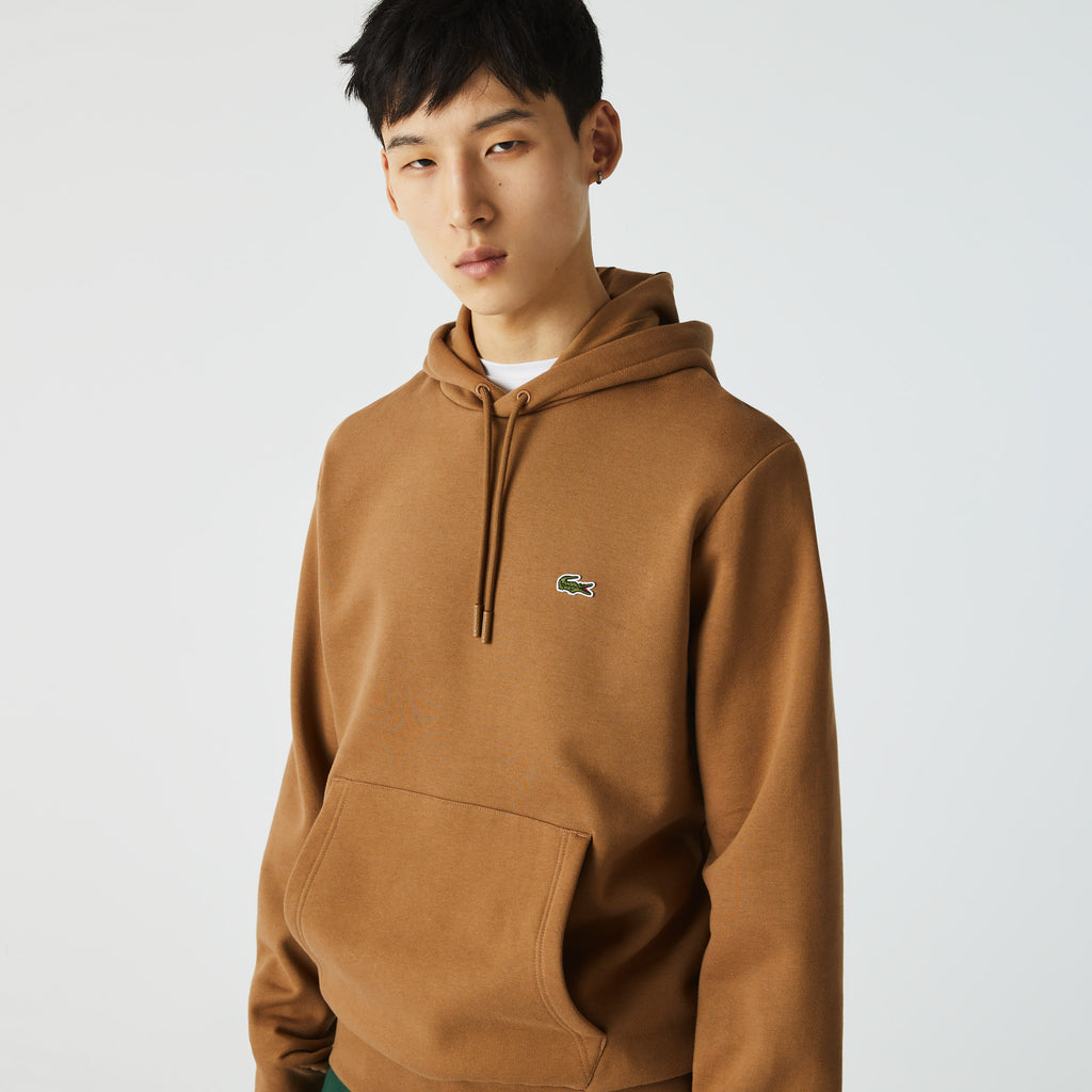 Men's Lacoste Organic Cotton Hooded Sweatshirt Brown