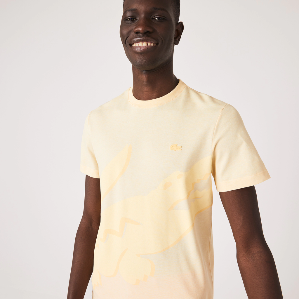 Men's Lacoste Crocodile Print Organic Cotton T-Shirt Yellow