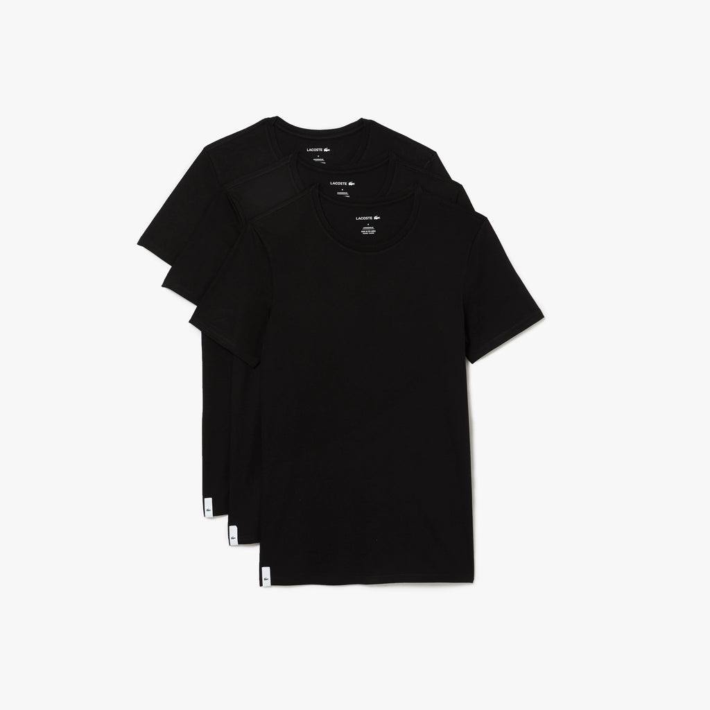 Men's Lacoste Crew Neck Cotton T-Shirt 3-Pack Black