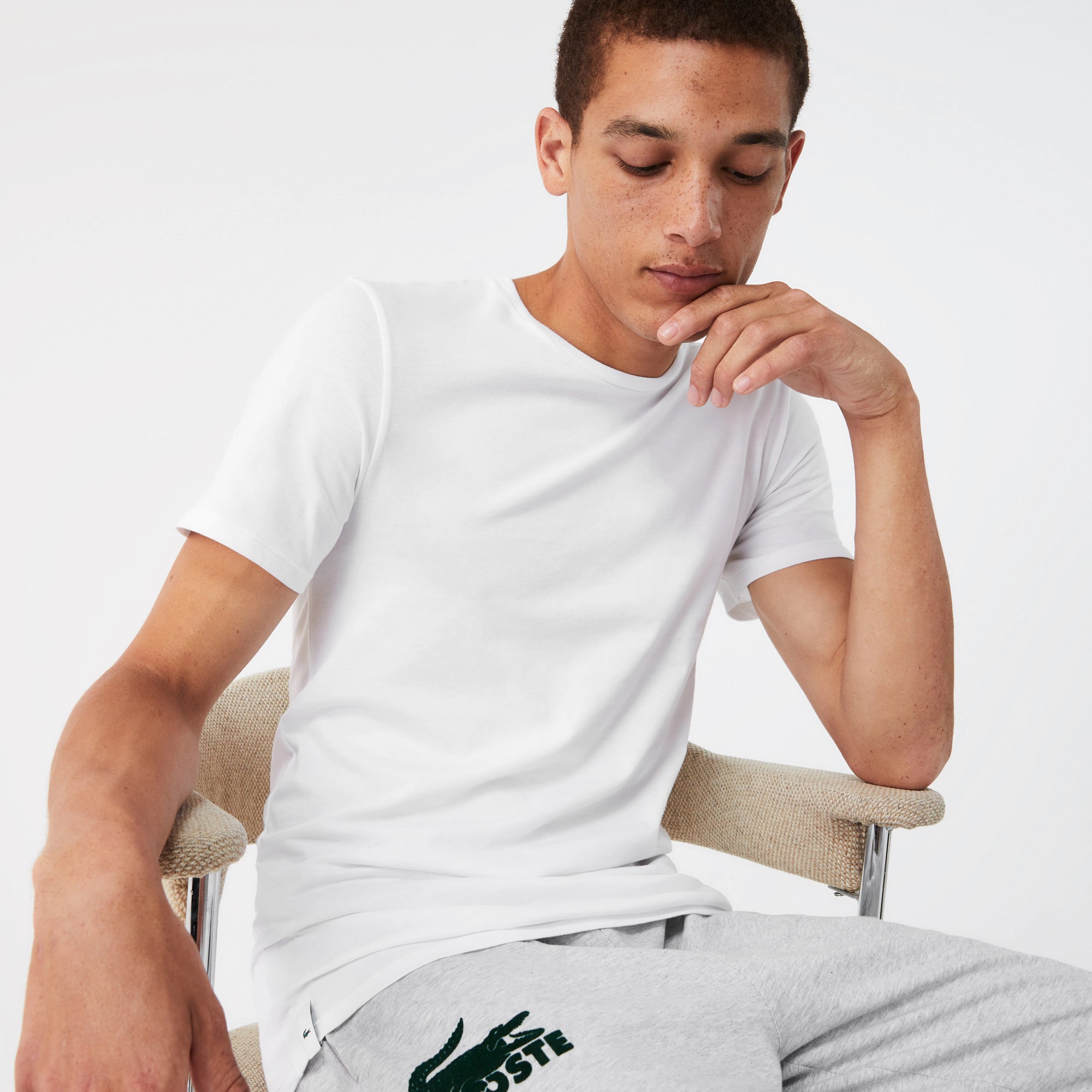 Lacoste white t shirt 3 pack deals