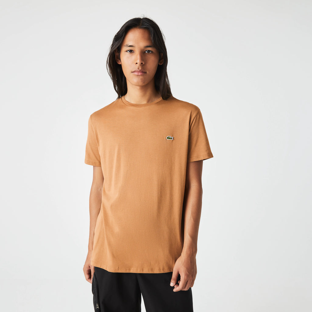 Men's Lacoste Crew Neck Pima Cotton Jersey T-Shirt Brown