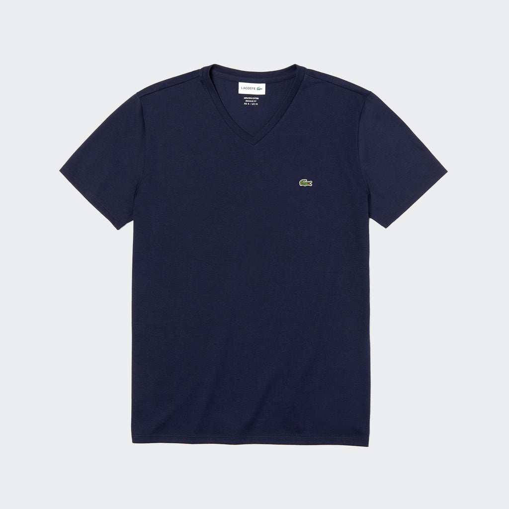 Men's Lacoste V-Neck Pima Cotton Jersey T-Shirt Navy