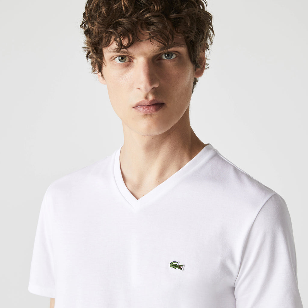 Men's Lacoste V-Neck Pima Cotton Jersey T-Shirt White