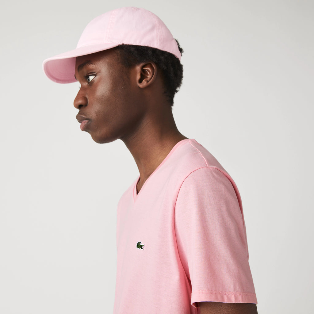 Men's Lacoste V-Neck Pima Cotton Jersey T-Shirt Pink