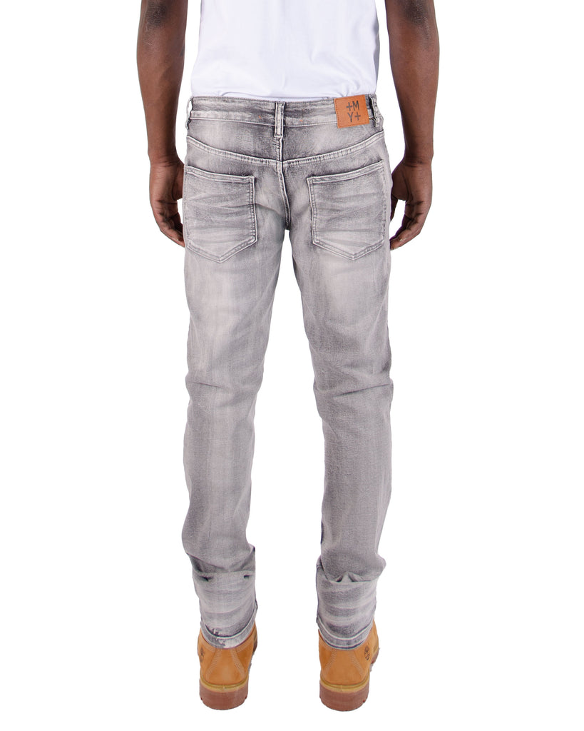 Men's TWO MILL TWENTY "Union" Slim Fit Rip & Repair Jeans Asphalt Grey Acid Wash