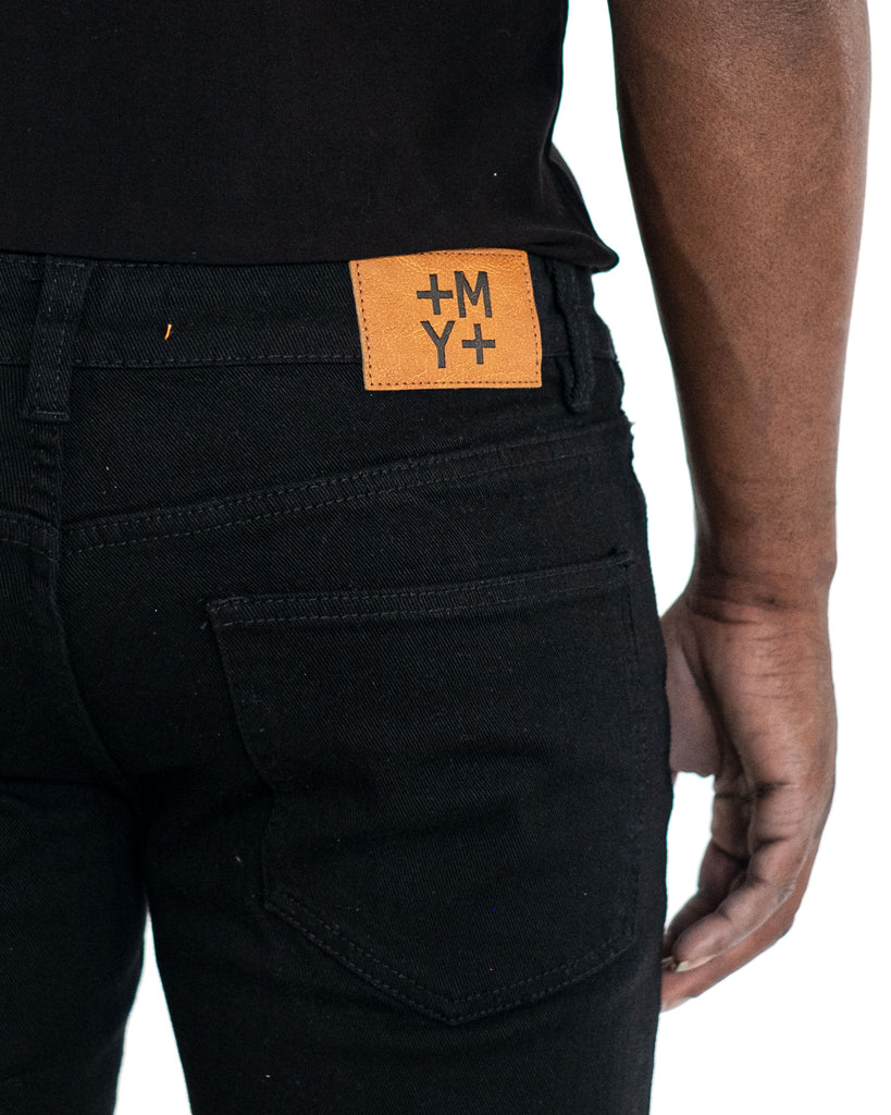 Men's TWO MILL TWENTY "Canal" Slim Fit Stitch Detail Jeans Black Lava