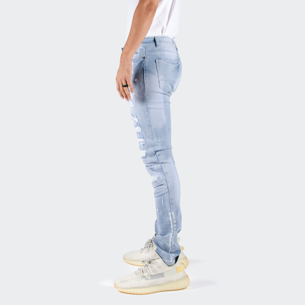 Men's TWO MILL TWENTY "Halsted" Slim Fit Rip & Repair Jeans Light Wash