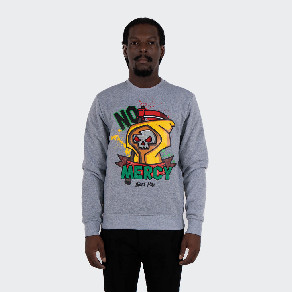 Men's TWO MILL TWENTY "No Mercy" Graphic Embroidered Sweatshirt Grey