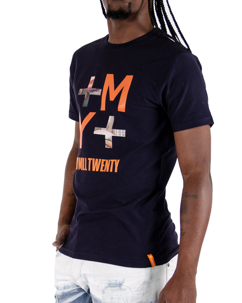 Men's Two Mill Twenty Inverse Logo Graphic T-Shirt Navy
