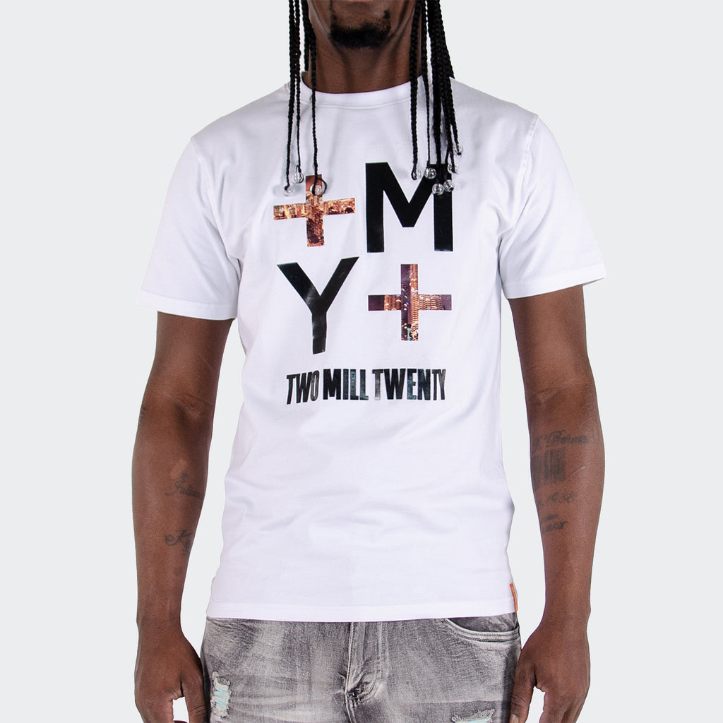 Men's Two Mill Twenty Inverse Logo Graphic T-Shirt White