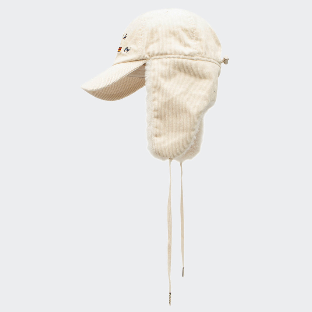 Unisex Romantic Crown Corduroy Trooper Hat Ivory