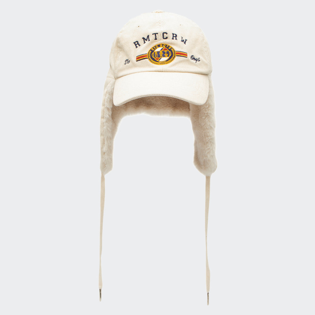 Unisex Romantic Crown Corduroy Trooper Hat Ivory