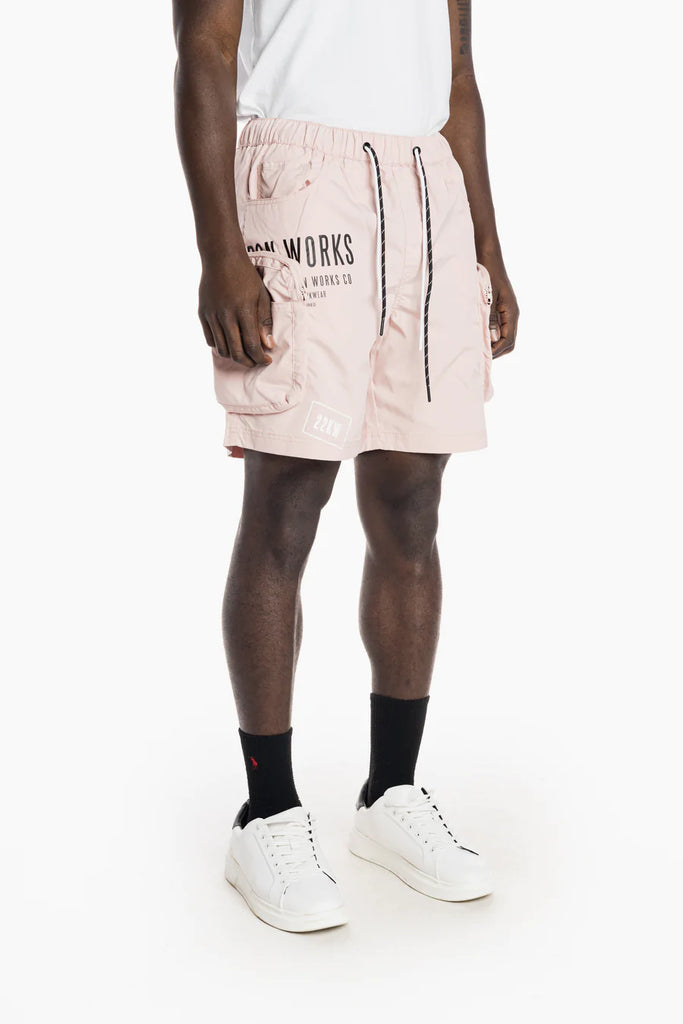Men's Smoke Rise Printed Utility Fashion Shorts Pale Pink