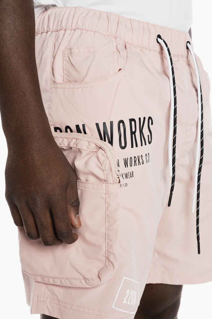 Men's Smoke Rise Printed Utility Fashion Shorts Pale Pink