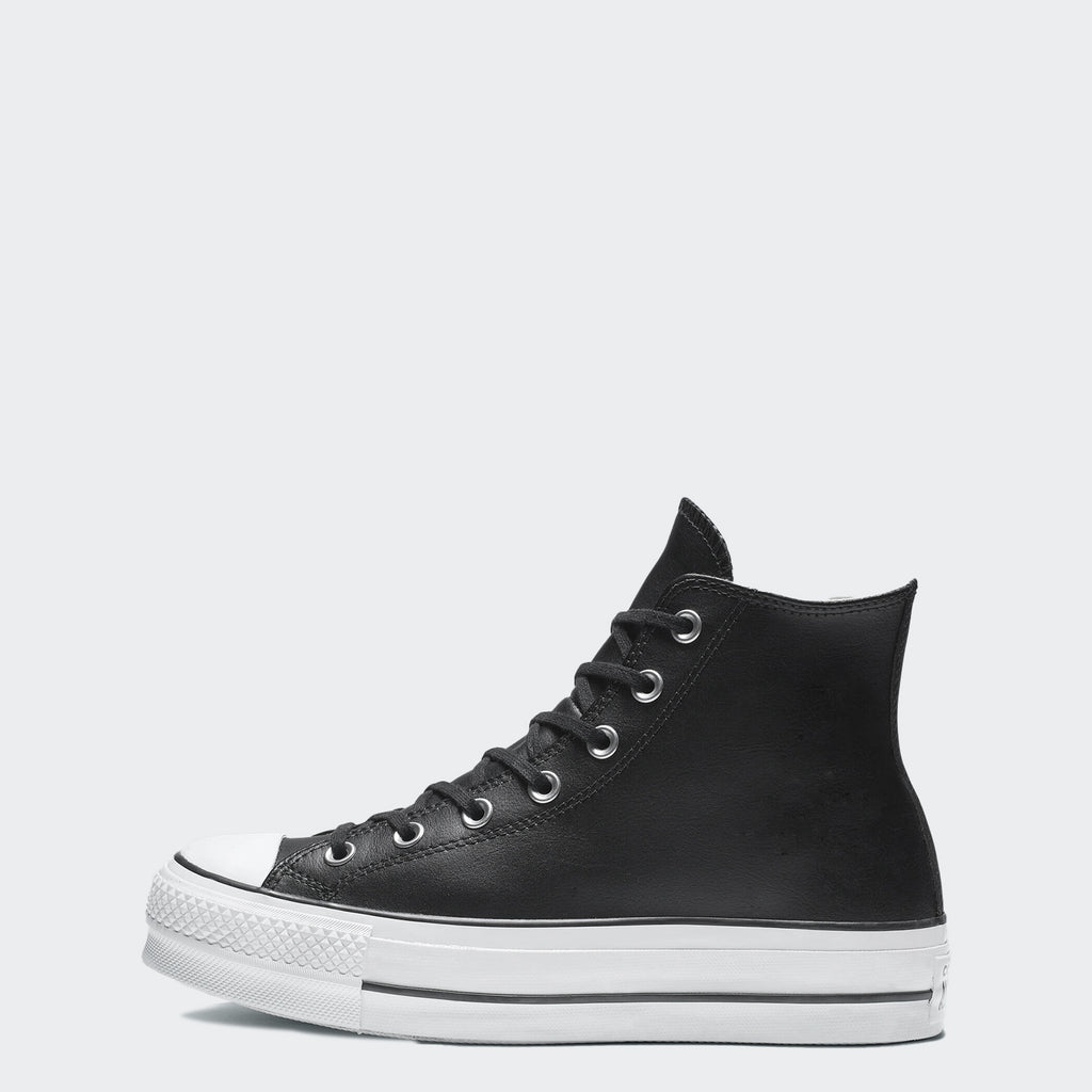 Women's Converse Clean Leather Platform Chuck Taylor All Star Shoes Black