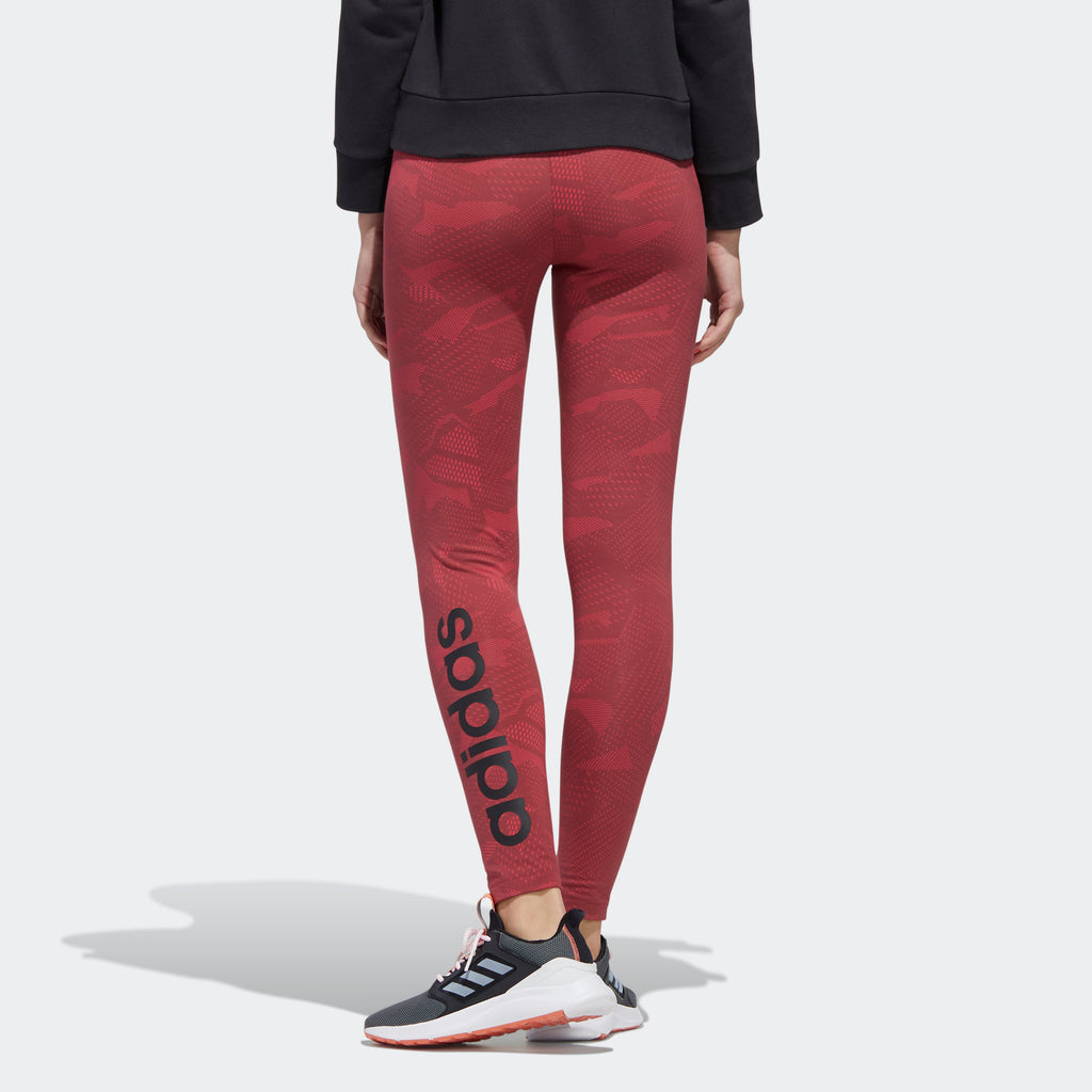 Women's adidas Essentials Allover Print Leggings Power Pink GE1141 | Chicago City Sports | rear view on model