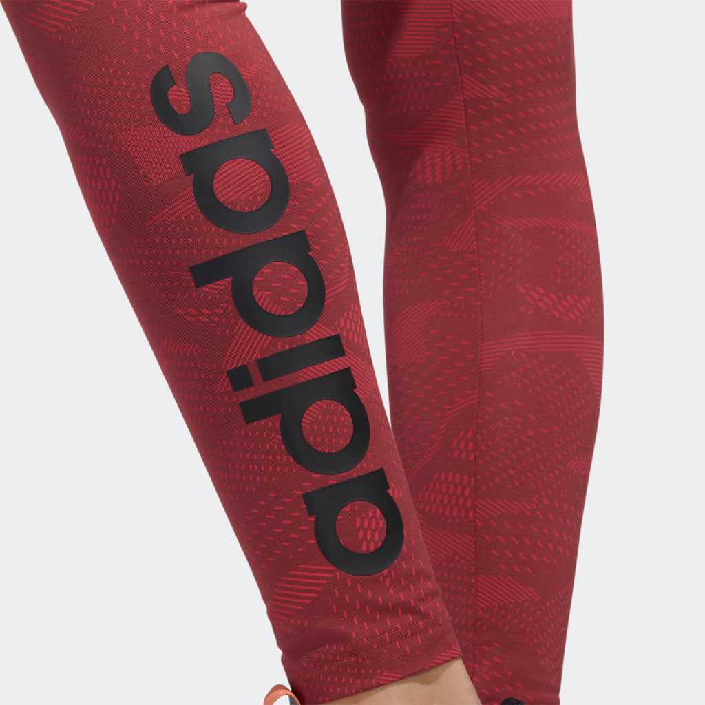 Women's adidas Essentials Allover Print Leggings Power Pink GE1141 | Chicago City Sports | adidas logo on the pant leg
