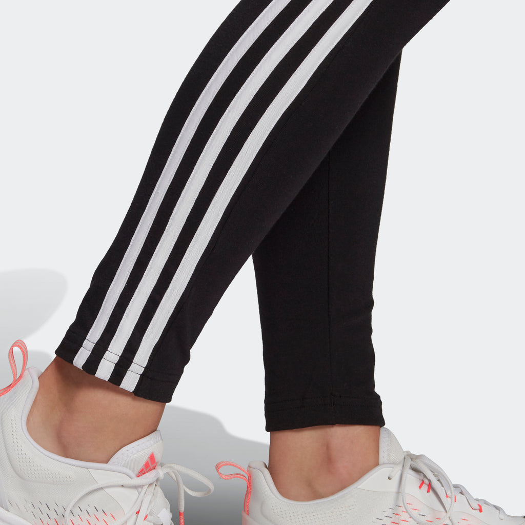 Women's adidas Essentials Loungewear 3-Stripes Leggings Black GL0723 | Chicago City Sports | ankle view