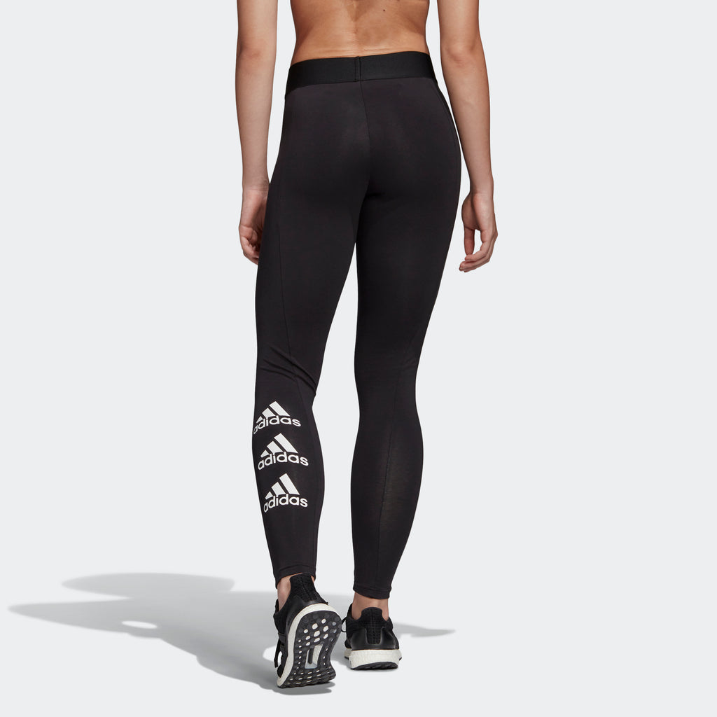 Women's adidas Essentials Stacked Logo Leggings Black FI4632 | Chicago City Sports | rear view of model