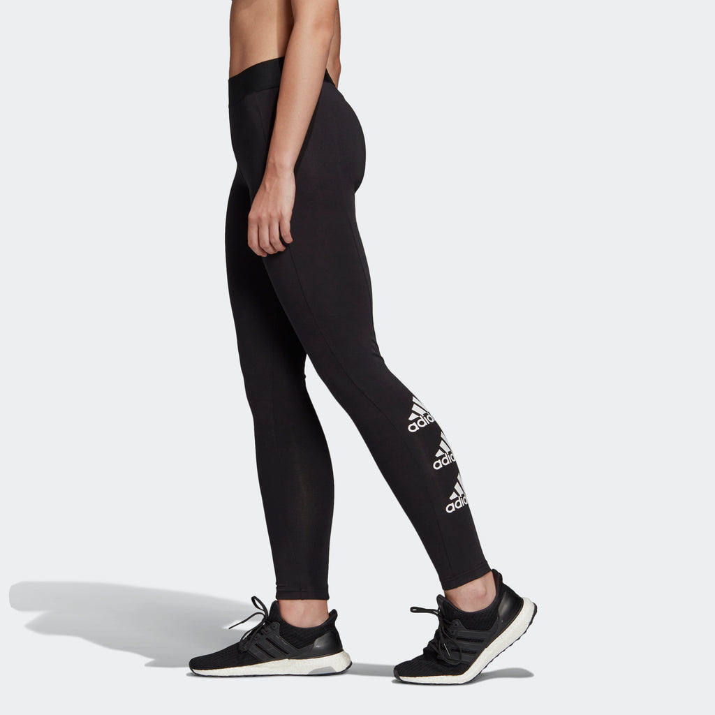 Women's adidas Essentials Stacked Logo Leggings Black FI4632 | Chicago City Sports | side view of model
