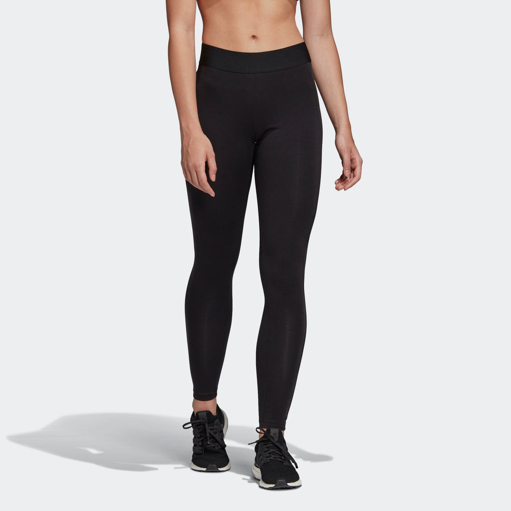 Women's adidas Essentials Stacked Logo Leggings Black FI4632 | Chicago City Sports | on model view