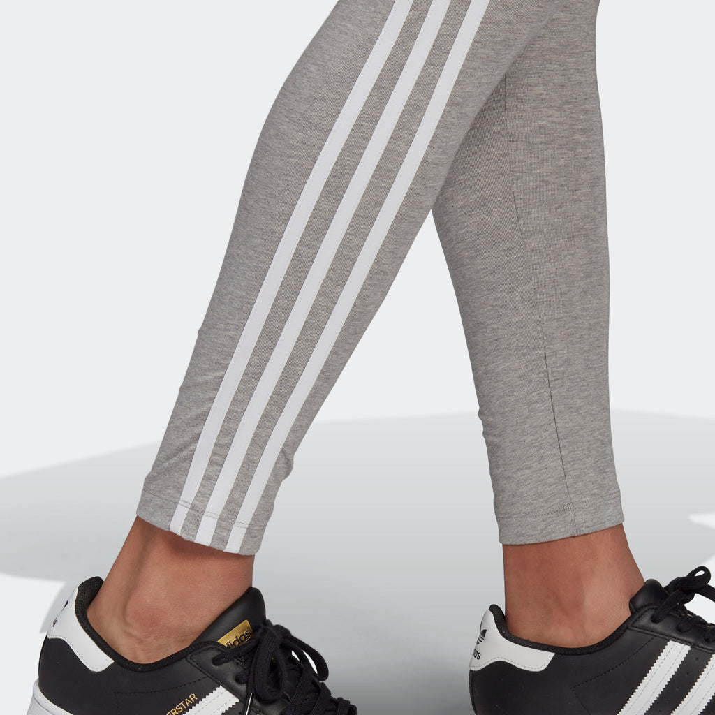 Women's adidas Originals Adicolor 3-Stripes Leggings Grey GN4506 | Chicago City Sports | ankle view