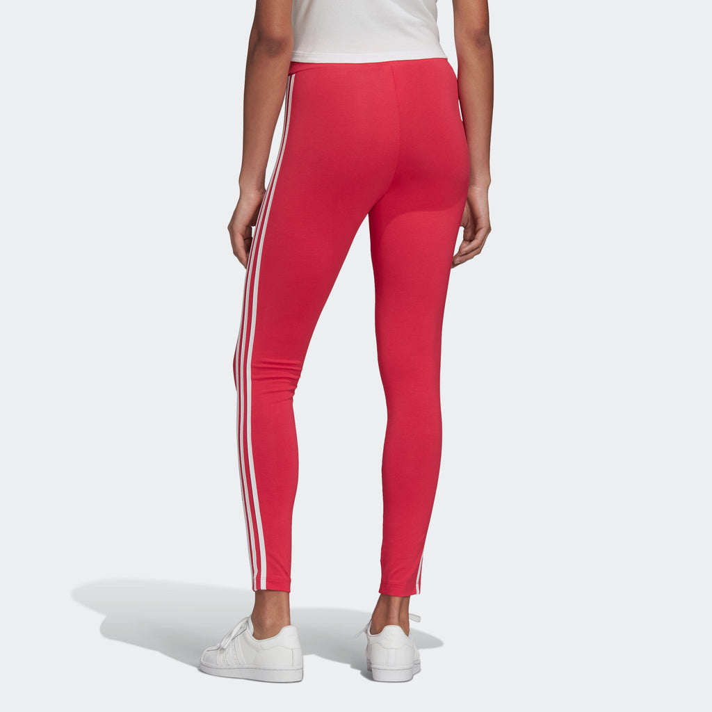 Women's adidas Originals Adicolor 3-Stripes Leggings Power Pink GD2369 | Chicago City Sports | rear view on model