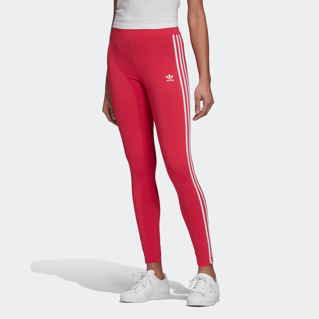 Women's adidas Originals Adicolor 3-Stripes Leggings Power Pink GD2369 | Chicago City Sports | front view on model