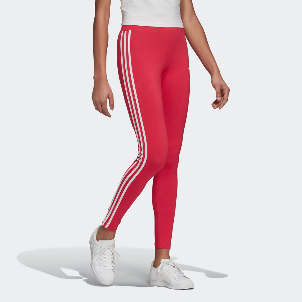 Women's adidas Originals Adicolor 3-Stripes Leggings Power Pink GD2369 | Chicago City Sports | front view on model