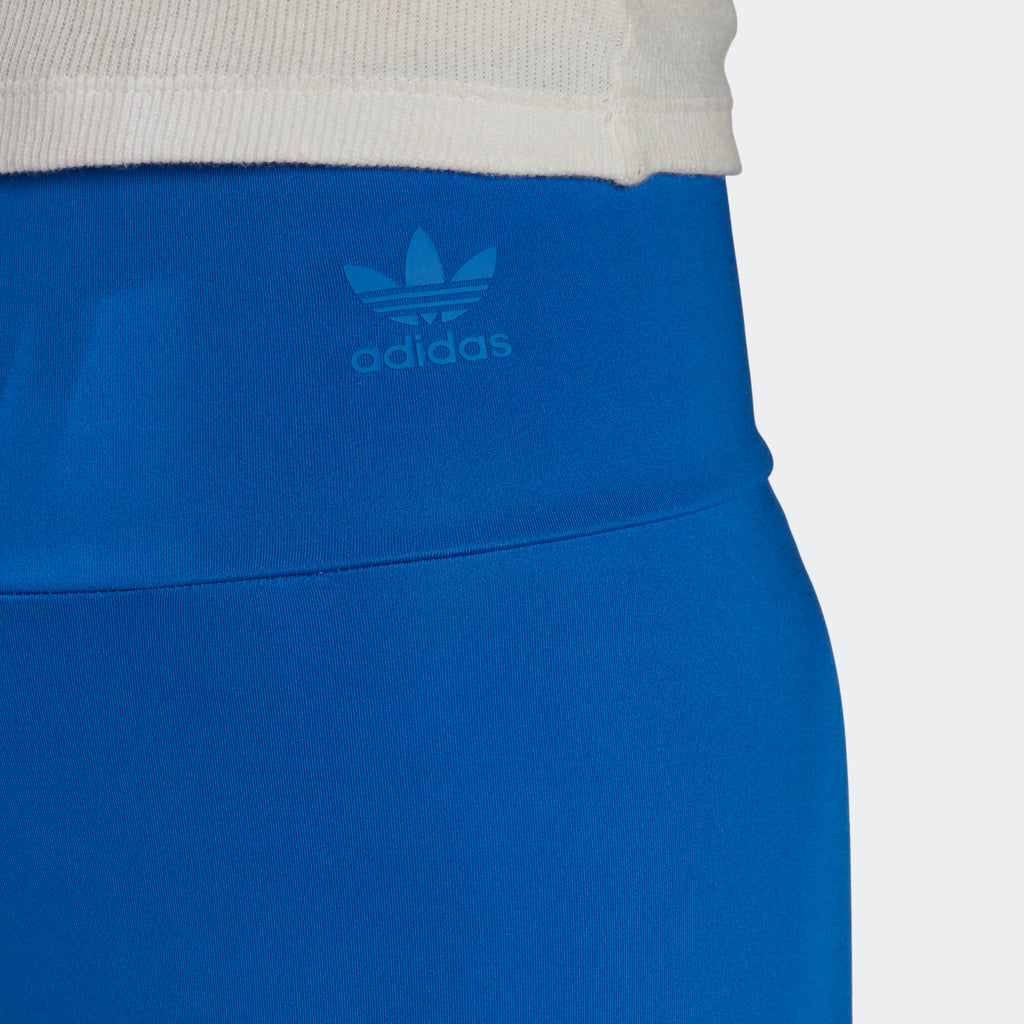 Women's adidas Originals Adicolor 3D Trefoil Biker Shorts Blue GM6765 | Chicago City Sports | waistband view