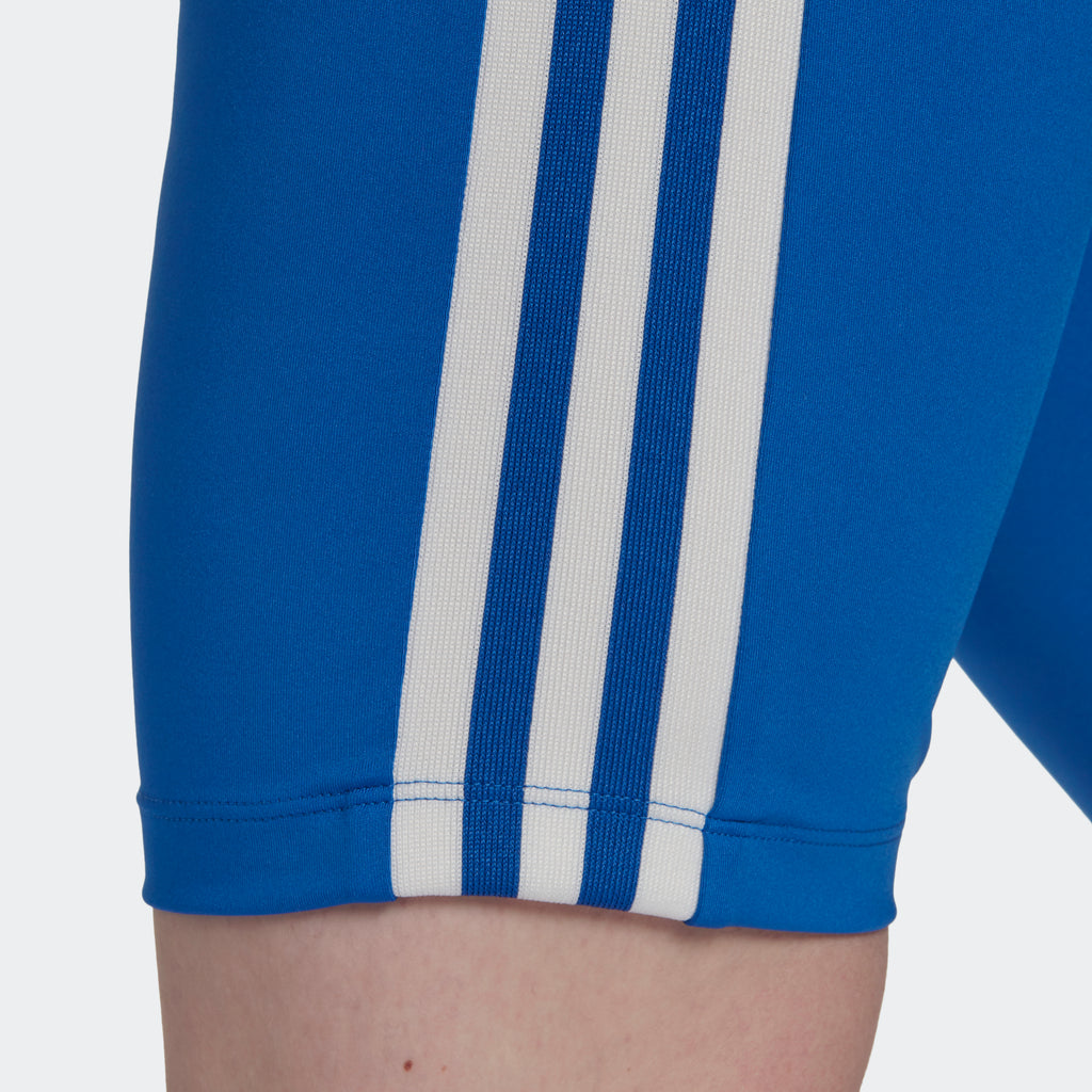 Women's adidas Originals Adicolor 3D Trefoil Biker Shorts Blue GM6765 | Chicago City Sports | 3-Stripes
