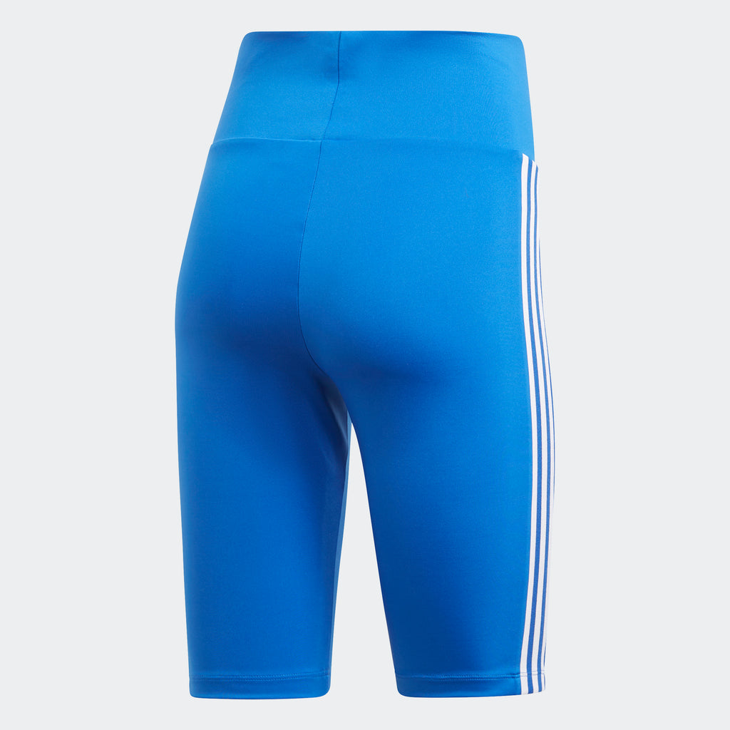 Women's adidas Originals Adicolor 3D Trefoil Biker Shorts Blue GM6765 | Chicago City Sports | rear view
