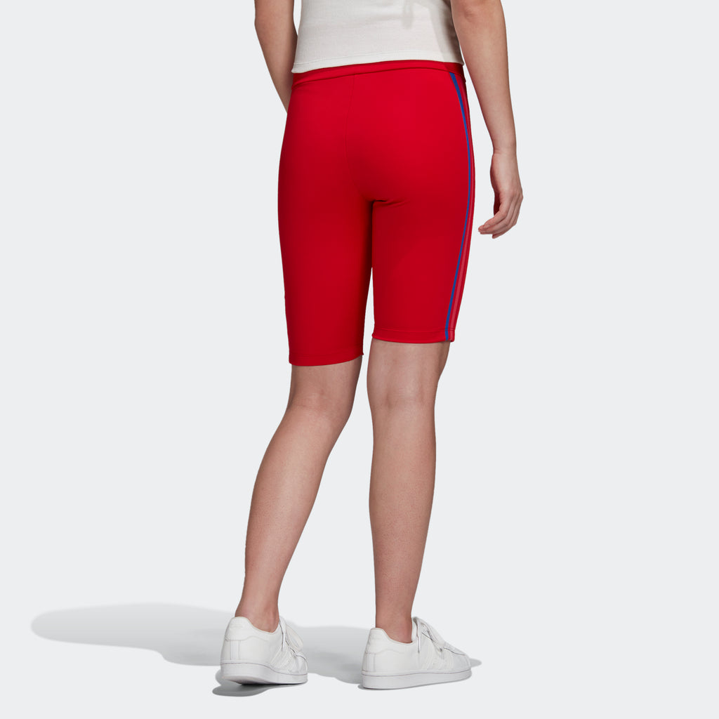 Women's adidas Originals Adicolor 3D Trefoil Biker Shorts Scarlet GD2323 | Chicago City Sports | rear view