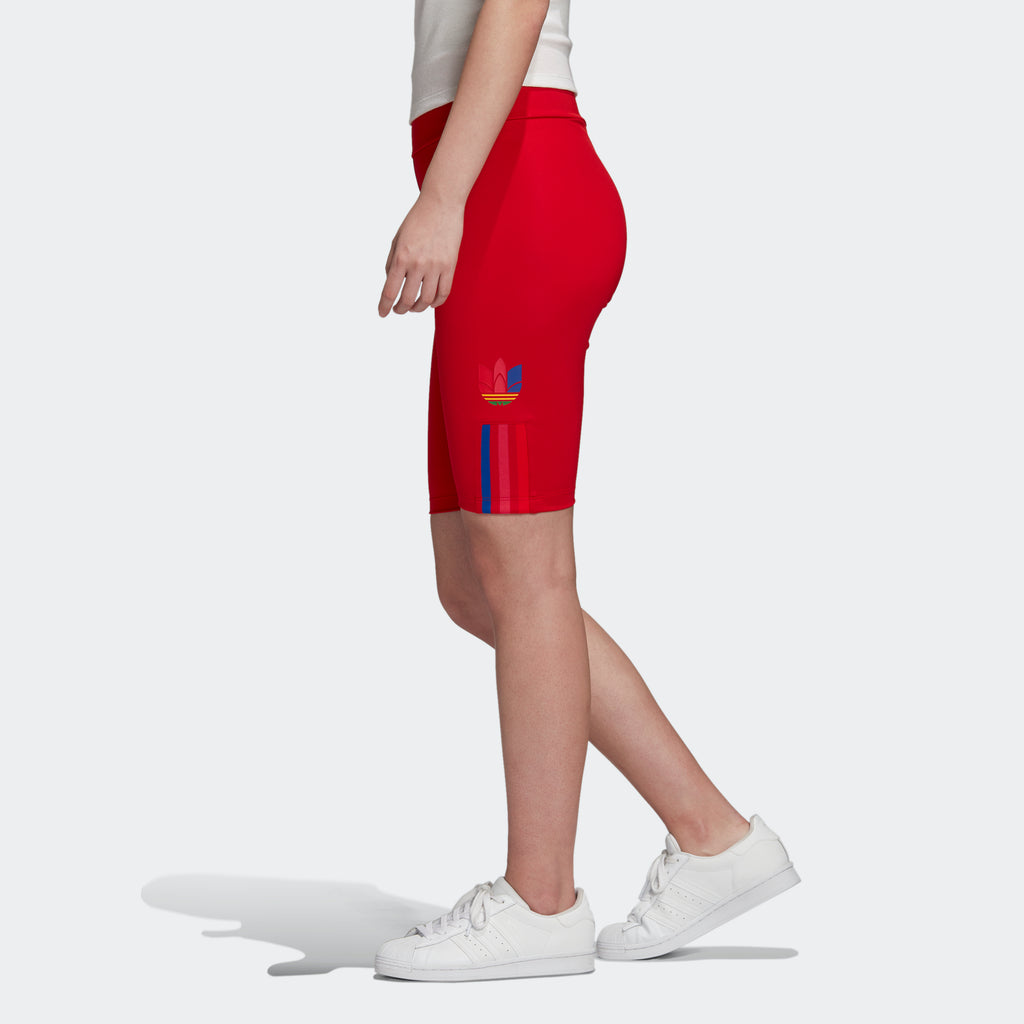 Women's adidas Originals Adicolor 3D Trefoil Biker Shorts Scarlet GD2323 | Chicago City Sports | side view