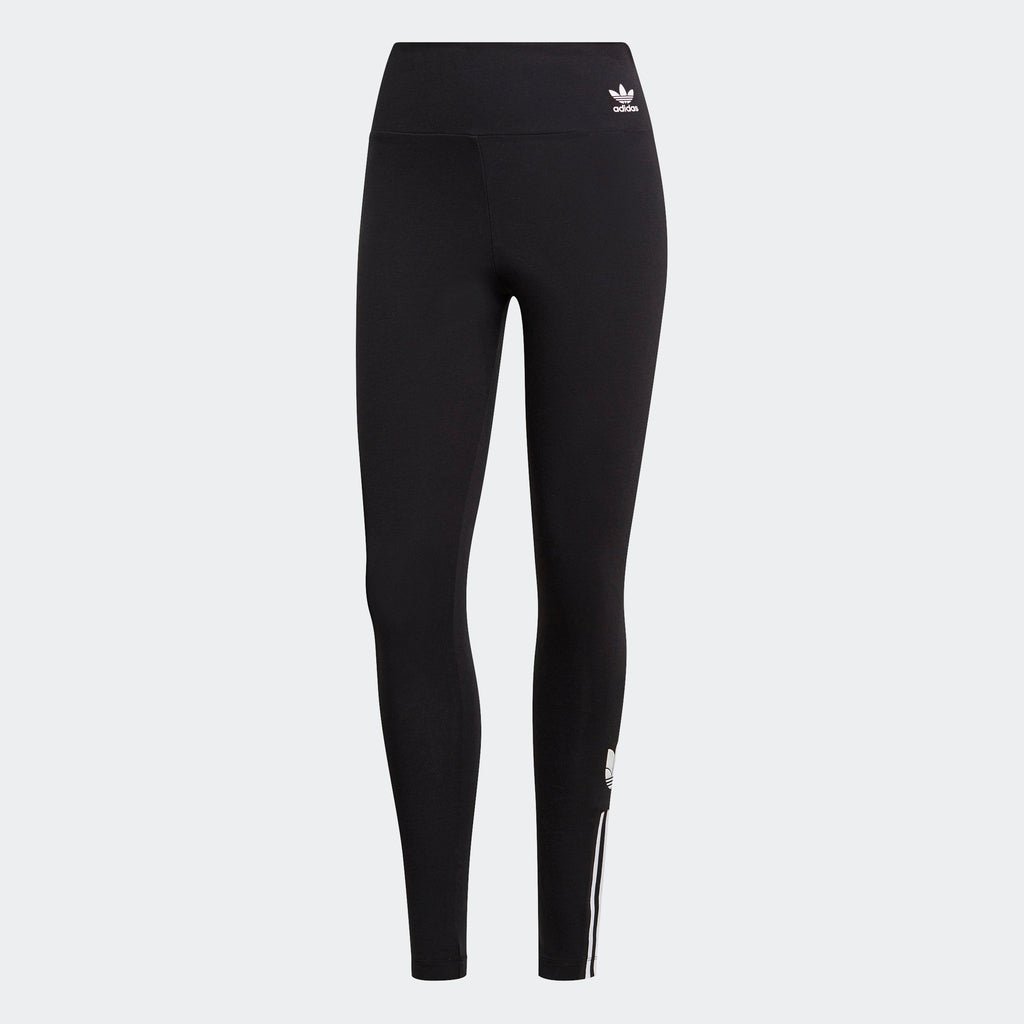 Women's adidas Originals Adicolor 3D Trefoil High-Waisted Tights Black (SKU GT8461) | Chicago City Sports | front view