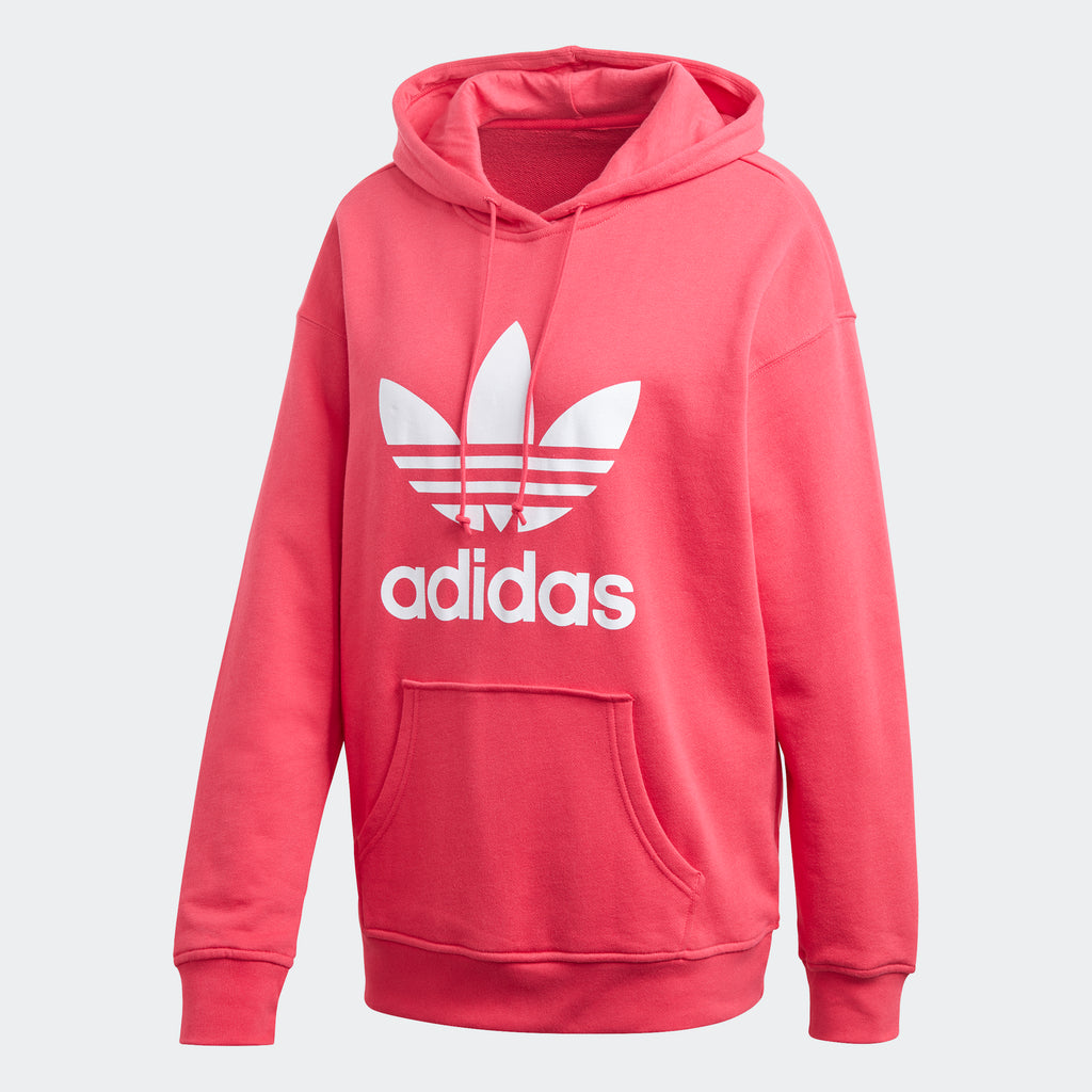 Women's adidas Adicolor Trefoil Hoodie Power Pink GD2439 | Chicago City Sports | front view