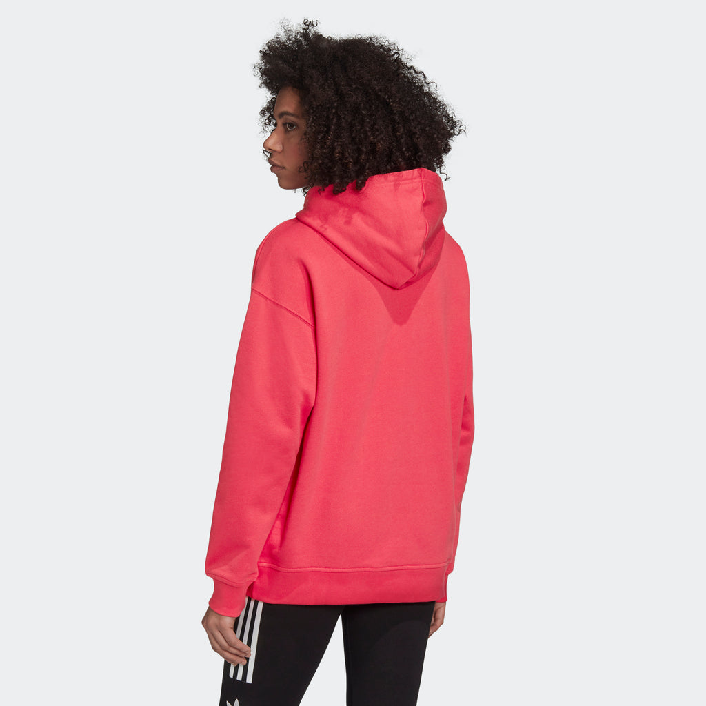 Women's adidas Originals Adicolor Trefoil Hoodie Power Pink GD2439 | Chicago City Sports | rear view on model