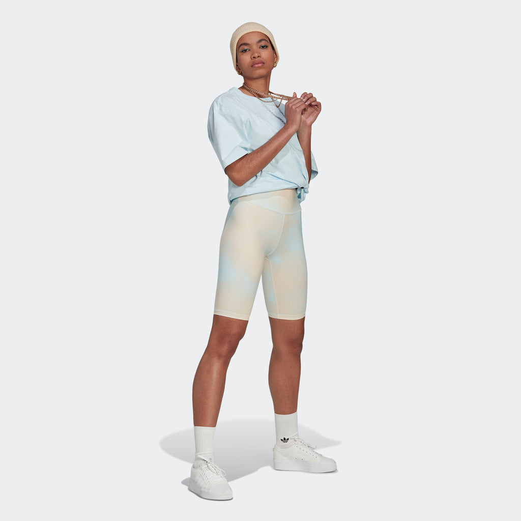 Women's adidas Originals Allover Print Biker Shorts Almost Blue